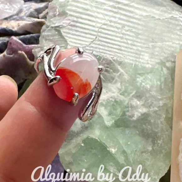 COPY - White and red crazy lace agate ring/happy ring/protection for Aries - Picture 2 of 12